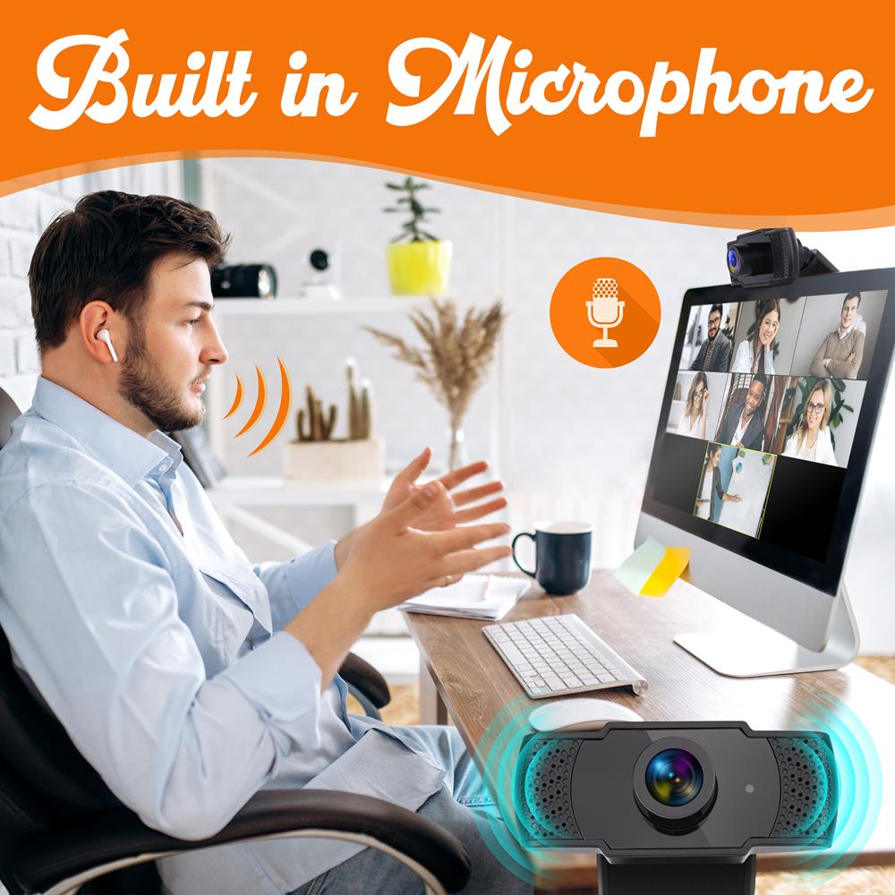 1080P HD Webcam with Mic - Smooth Video, USB Plug & Play
