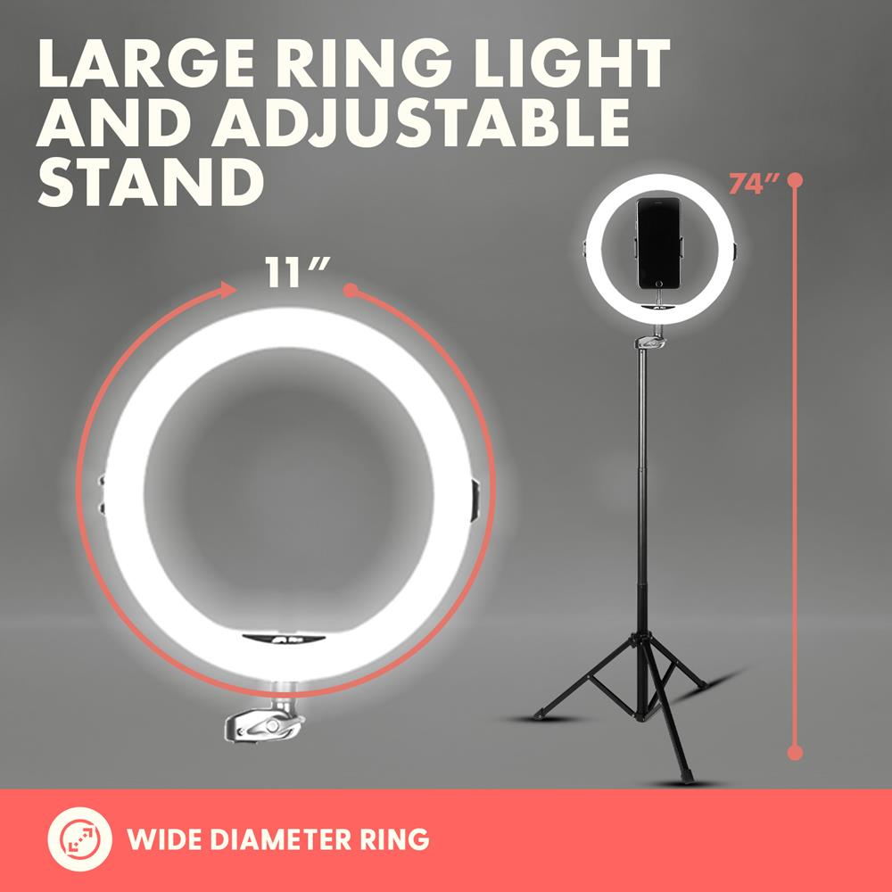 11" LED Selfie Ring Light, Adjustable Tripod