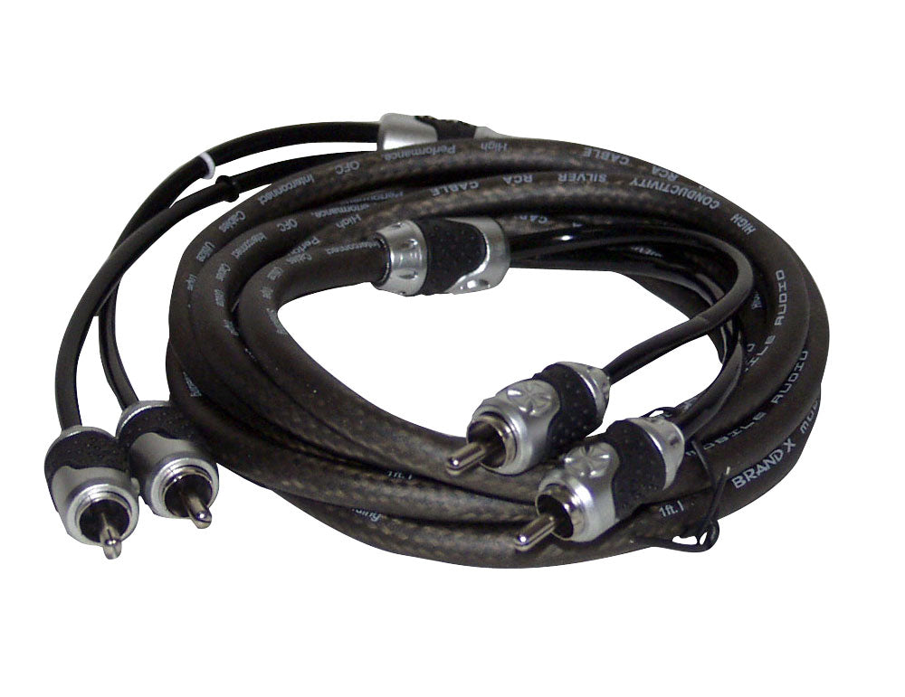 12-Ft Stereo RCA Cable High-Quality Sound Silver