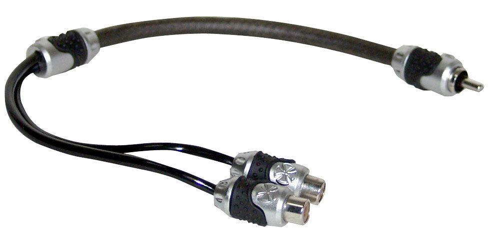 1 Ft Dual Female to Single Male RCA Y Adapter Silver