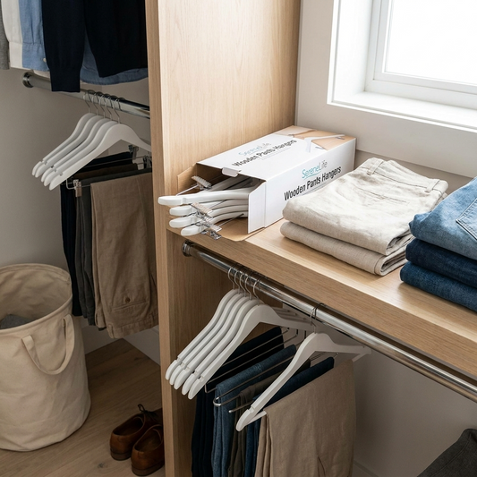 10 Pack Wooden Pants Hangers - White
