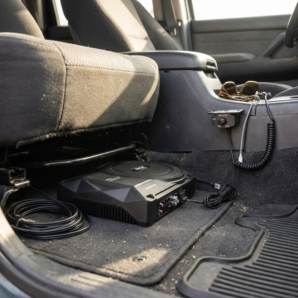 10" 900W Low-Profile Car Subwoofer System, Underseat
