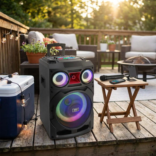 10" Portable Bluetooth PA Speaker 800W Rechargeable LED Lights Subwoofer