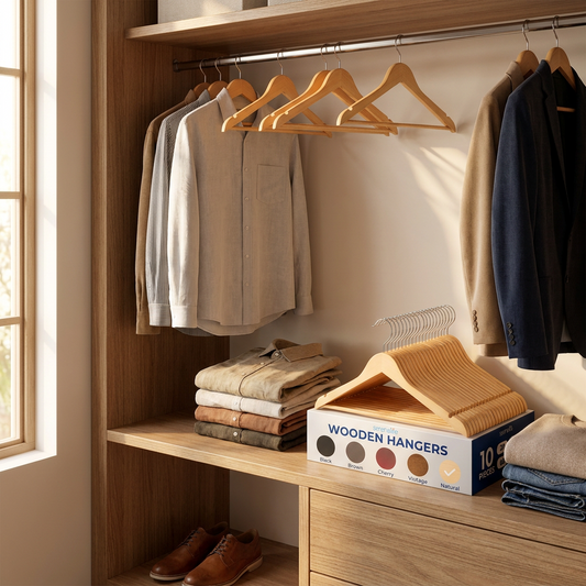 10-Pack Wooden Coat Hangers Natural