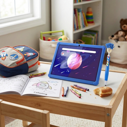 10.1" Full HD Android Tablet for Kids, Quad-Core, Long Battery, Blue
