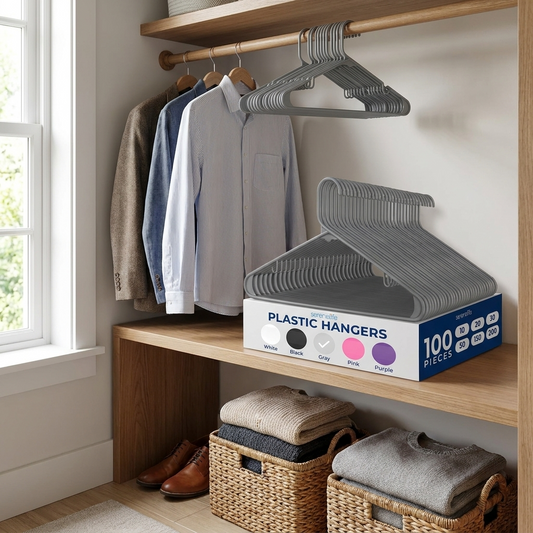 100pk Plastic Hangers Gray