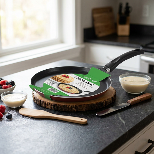 12" Nonstick Crepe Pan, Even Heating, Hard-Anodized, Dishwasher Safe
