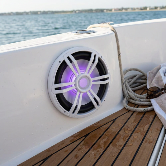 12" Slim Marine Subwoofer 500W Waterproof RGB Lights White