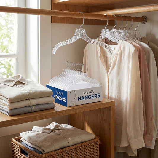12-Pack Transparent Non-Slip Hangers, Space-Saving, Swivel Hook