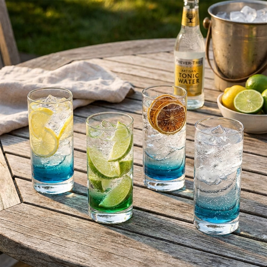 12.5oz Highball Glasses Set of 4 - Durable Lead-Free Crystal, Clear