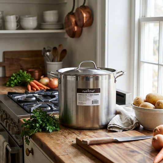 12-Quart Stockpot for Stew & Soup, Induction Compatible, Stainless Steel