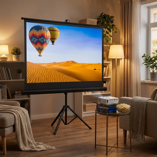 120" Portable Projector Screen - Quick Setup, Matte White, Tripod Stand