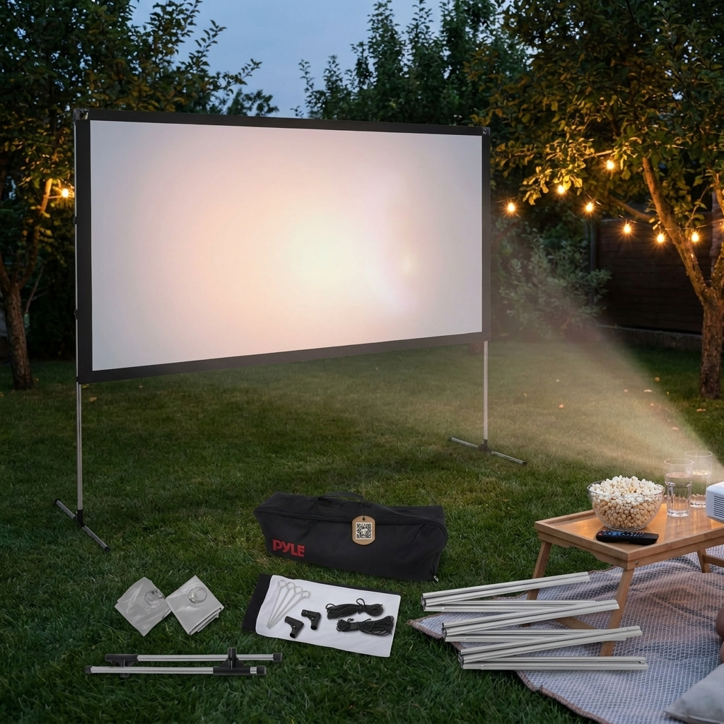 120" Portable Projector Screen, HD 16:9, Wrinkle-Resistant, Matte White