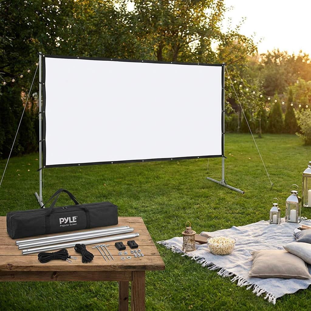 120" Portable Projector Screen, HD 16:9, Wrinkle-Resistant, Matte White