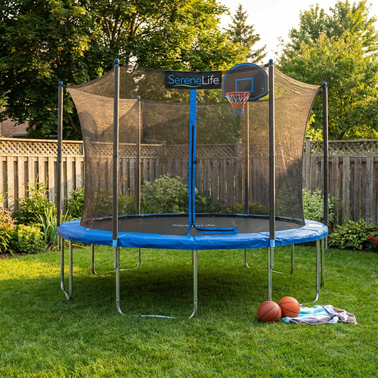 12FT Outdoor Trampoline for Kids - Safe Design, UV-Tested Mat, Black