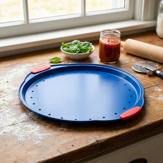 13" Nonstick Pizza Tray - Easy Grip, Carbon Steel, Blue